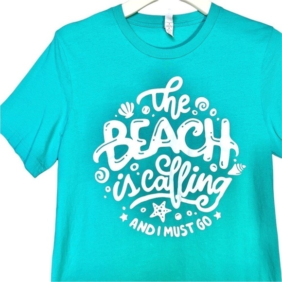 Bella Canvas The Beach Is Calling Graphic Short Sleeve T-Shirt Size Medium - Picture 11 of 17